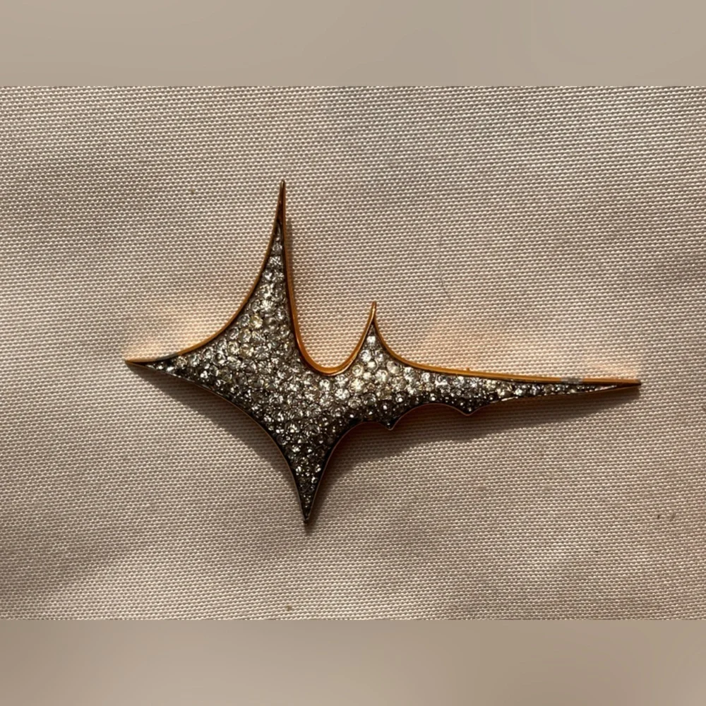 Vintage Jomaz Pavé Rhinestone lightning bolt Supernova Starburst Brooch Pin